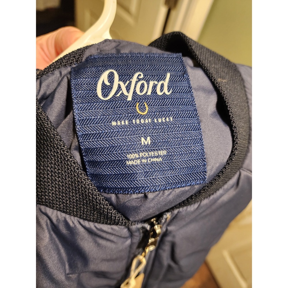Oxford Watkins Mixed Media Vest Classic Navy Blue Medium NWT Water Repellent Zip - Picture 4 of 4